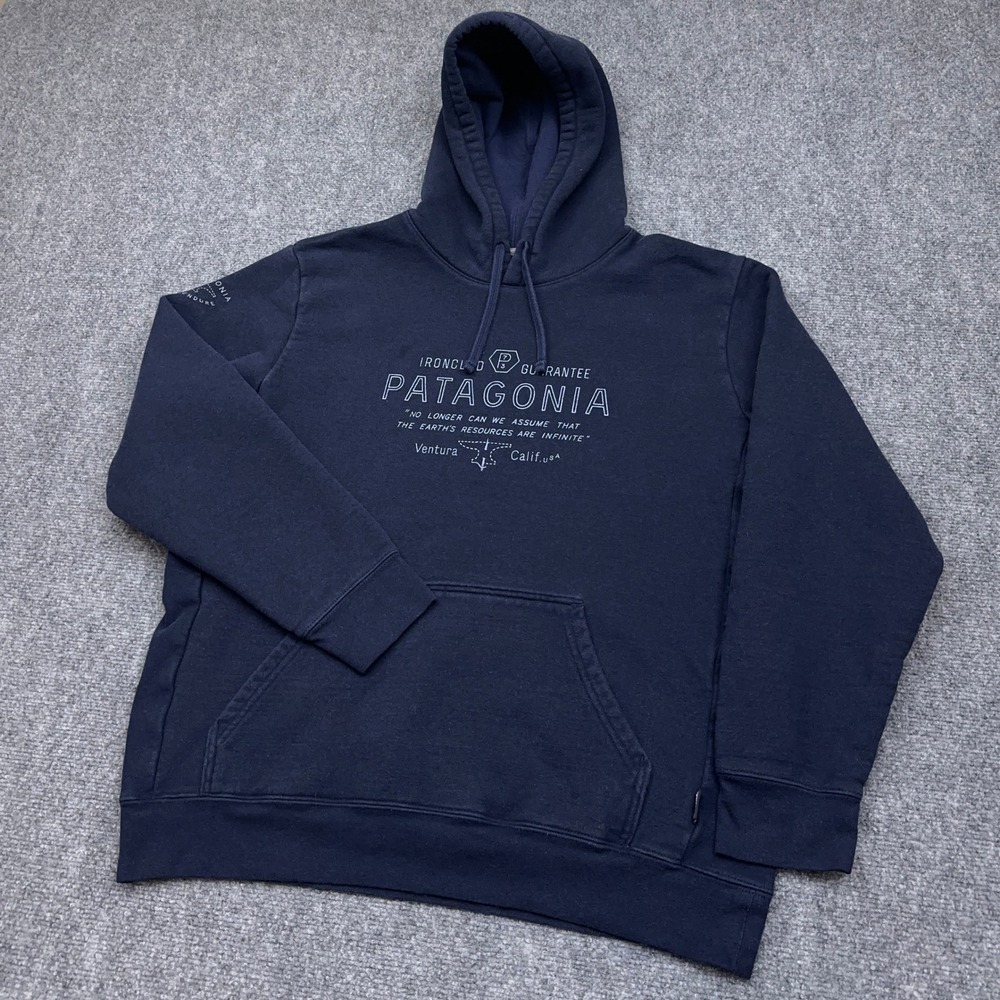Patagonia Forge Mark Uprisal Hoody Mens Large New Navy Blue Graphic Sweatshirt